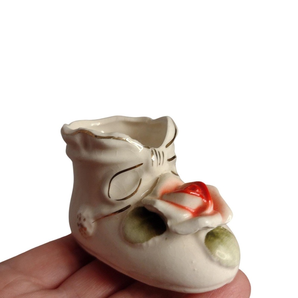 Porcelain Rose Baby Boot, Vintage, Japan, Trinket,‎ Home decor, Miniature